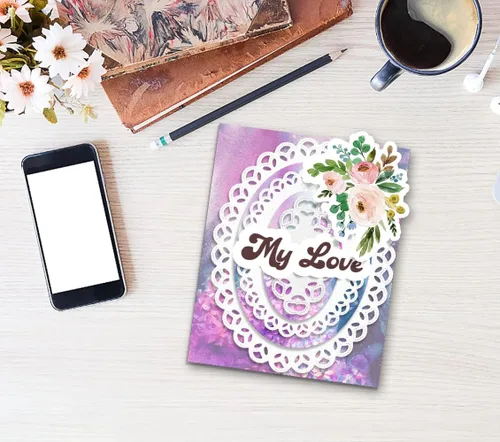 Miniatura 4 de Troqueles de corte de marco anidado ovalado para hacer tarjetas y decoraciones de álbumes de fotos, troqueles de encaje floral hueco, plantillas