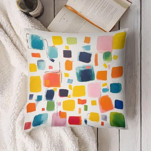 Miniatura 4 de Almohadas grandes para cama, fundas de almohada abstractas coloridas con patrón de rayas verticales, fundas de almohada cuadradas suaves, fundas