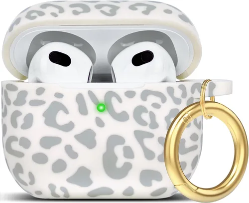 Miniatura 52 de Funda de silicona con flores compatible con AirPods Pro 2019, Gawnock - Funda suave y flexible para imprimir para mujeres y niñas con llavero - Flor