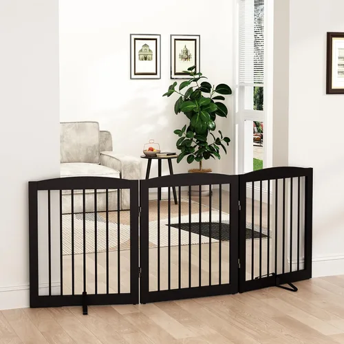 PUPETPO Puerta independiente para mascotas para perros, puerta plegable de madera para perros para casa, puerta interior para perros para puertas,
