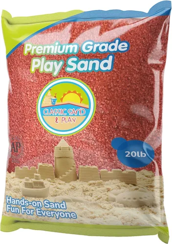 Arena clásica de juego de color naranja Sand and Play, bolsa de 20 libras, natural y no tóxica, divertida húmeda y seca en interiores y exteriores,