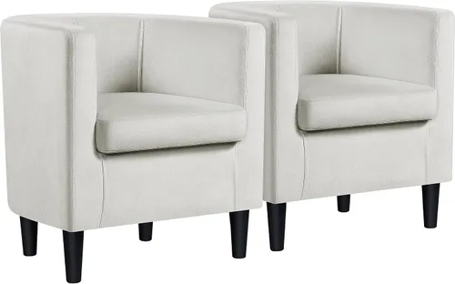Miniatura 12 de Yaheetech - Silla de terciopelo decorativa, sillones modernos y cómodos, silla de sofá de barril tapizada para sala de estar, dormitorio, sala