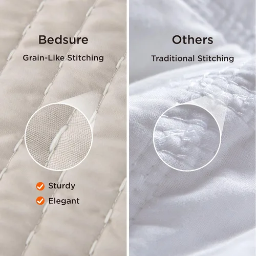 Miniatura 9 de Bedsure Colchas para niños tamaño individual – Juego de ropa de cama individual, edredón de edredón ligero a rayas neutrales, juego de 2 piezas