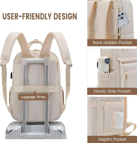 Miniatura 3 de LOVEVOOK - Mochila de computadora portátil para mujeres y niñas, mochila de 15.6 pulgadas impermeable para estudiantes, mochila escolar linda, bolsa