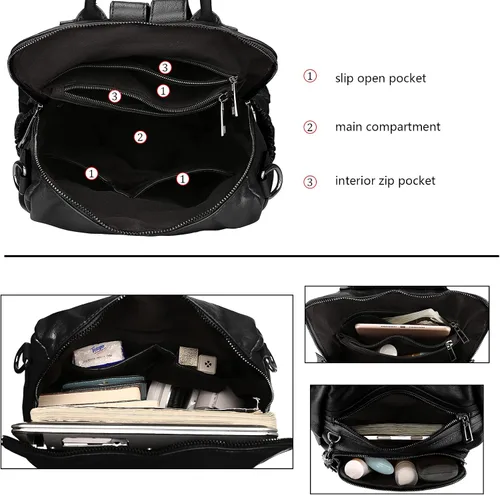 Miniatura 4 de Uromee Mochila de Viaje Monedero para Mujeres Cuero Vegano Damas Moda Borla Bolsa de Hombro Convertible, Grande, Mochilas Daypack