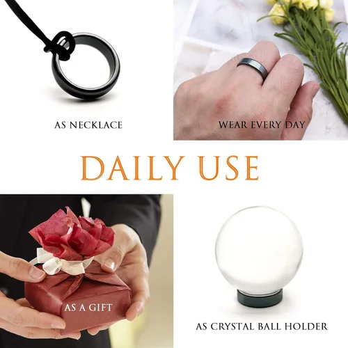 Miniatura 29 de Morchic - Anillos unisex de piedras de hematita, para equilibrar ansiedad, chakra raíz, (paquete de tamaños mixtos)