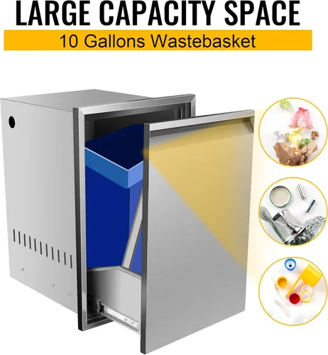 Miniatura 4 de Cajón de basura doble integrado de 16 pulgadas de ancho x 22.3 pulgadas de alto x 18 pulgadas de profundidad, bandeja extraíble para cocina al aire