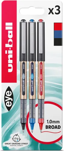 Miniatura 8 de uni-ball UB-150-10 Eye Broad Rollerball 3pc Blister Negro Plástico Libre Embalaje