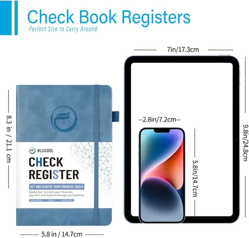 Miniatura 6 de Registros de cheques para chequera personal, registro Blugool de cheques con registros de cheques y transacciones, libro de registro de contabilidad