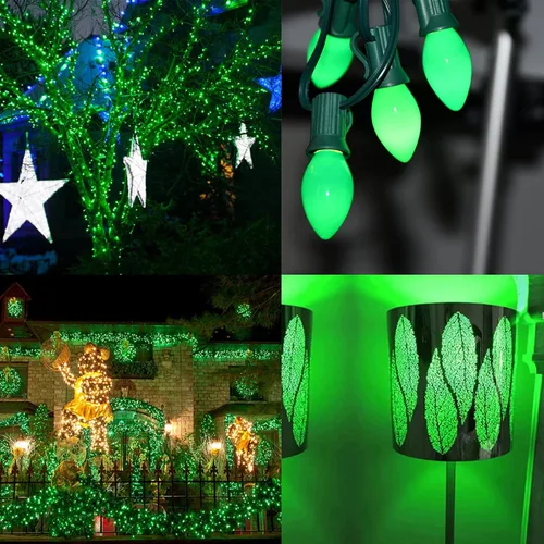 Miniatura 7 de Paquete de 25 bombillas C9 de cerámica verde de repuesto, bombilla de luz vintage incandescente para guirnalda de San Patricio, bombillas de luz