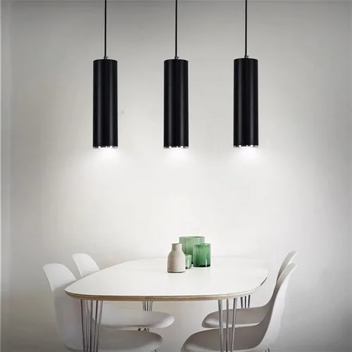 Miniatura 5 de GU10 Dia 6CM L 20CM Anillo de Plata Moderno Tubo Cilíndrico LED Lámpara Lámpara Colgante Focos para Cocina Isla Comedor Tienda Bar Counter