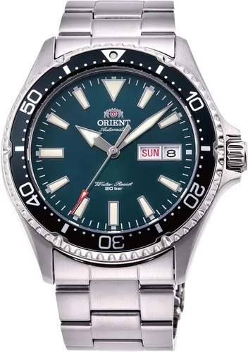 Miniatura 3 de Orient Reloj automático de 656.2 ft para hombre con esfera verde pulsera de acero RA-AA0004E, Verde, Moderno