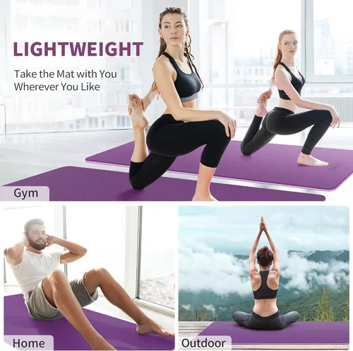 Miniatura 6 de CAMBIVO Tapete de yoga extra ancho para mujeres y hombres (72"/84" x 32" x 1/4") Tapete de entrenamiento TPE antideslizante grande para yoga