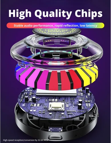 Miniatura 8 de Luz de ritmo de control de sonido magnético RGB para automóvil, lámpara de recogida activada por voz con fuerte atracción magnética, luz LED