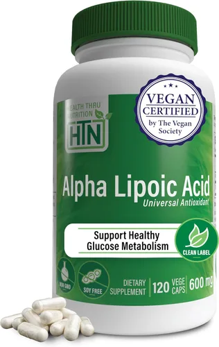 Miniatura 8 de Health Thru Nutrition Ácido alfa lipoico 600 mg, 60 porciones, certificado vegano, antioxidante universal, sin OMG, probado por terceros
