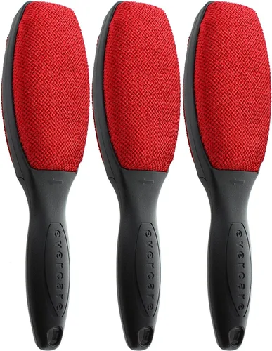 Evercare Magik - Cepillo con mango negro, cepillo removedor de pelusa de doble cara, limpiador de pelo de mascotas y polvo para ropa, ropa de cama,