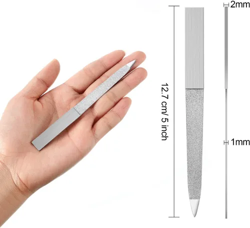 Miniatura 3 de Mudder 6 limas de uñas de diamante de acero inoxidable de doble cara, lima de metal para mujeres y hombres, uñas de los pies, manicura para salón