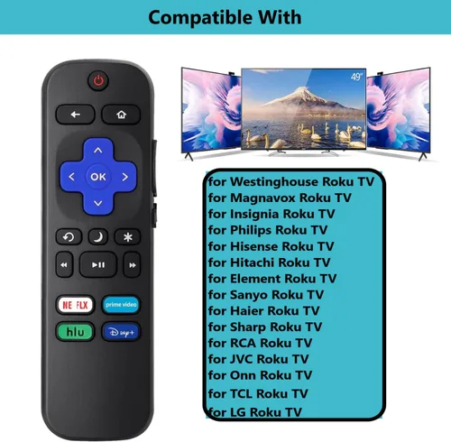 Miniatura 3 de [Paquete de 2] Control remoto de repuesto para Roku TV, compatible con televisores TCL, Hisense, Onn, Sharp, Element, Westinghouse, Philips Series