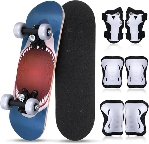 Miniatura 7 de Honoson Juego de 7 piezas de rodilleras, coderas y muñequeras para patinetas para principiantes y niños pequeños