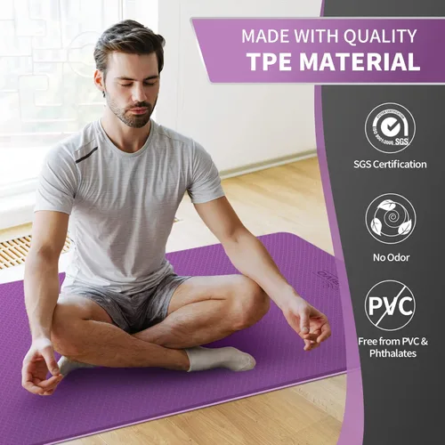 Miniatura 5 de CAMBIVO Tapete de yoga extra ancho para mujeres y hombres (72"/84" x 32" x 1/4") Tapete de entrenamiento TPE antideslizante grande para yoga