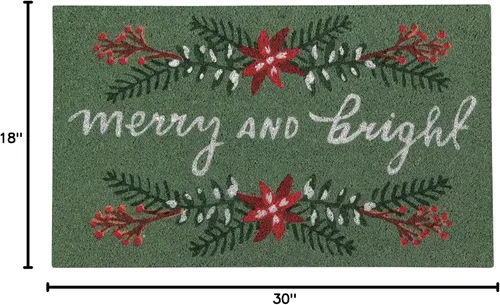 Miniatura 3 de Now Designs Pointsettia - Felpudo de fibra de coco natural con respaldo de vinilo, 18 x 30 pulgadas Flor de Pascua