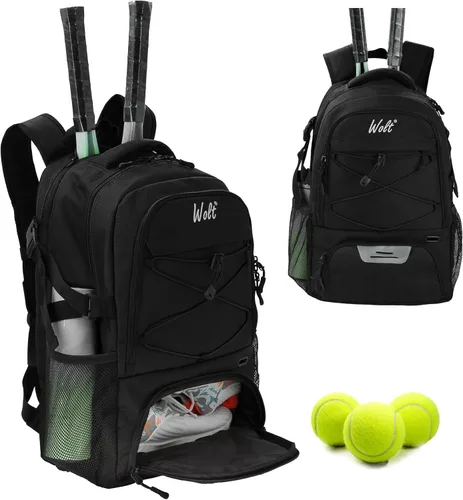 Miniatura 11 de Mochila para raqueta de tenis WOLT - Mochila grande para raqueta de tenis para hombres y mujeres - Compartimento ventilado para zapatos - Capacidad