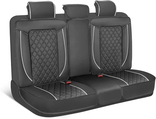 Miniatura 19 de MotorBox Haven Series - Fundas de asiento de piel de napa, para automóviles, edición Lux, fundas de asiento delantero con costuras de diamante