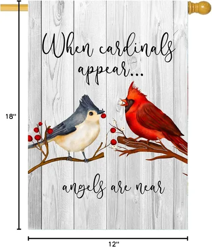 Miniatura 10 de Cardinals Appear - Bandera de jardín de 12 x 18 pulgadas, decoración de doble cara para el Día de los Caídos Cuando los Cardenales Aparecen Los