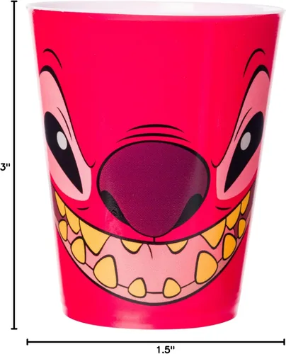 Miniatura 9 de Silver Buffalo Disney Lilo and Stitch Faces With Scrump, Angel y Leroy - Juego de 4 mini tazas de plástico, 1.5 onzas Caras de personajes de Lilo