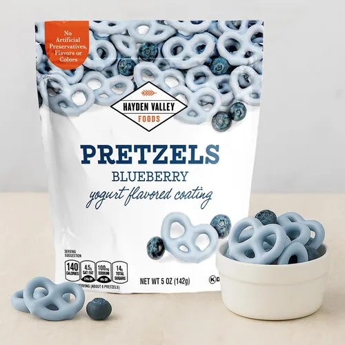 Miniatura 6 de Hayden Valley Foods Pretzels cubiertos con sabor a yogur de arándanos Bolsas de 5 onzas (paquete de 3) Sin sabores artificiales, conservantes