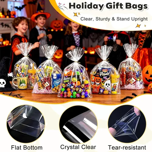 Miniatura 4 de PigPotParty Bolsas de celofán de 10 x 14 pulgadas, paquete de 50 bolsas de regalo de plástico transparente con fuelle inferior para exhibición