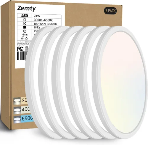 Miniatura 39 de Zemty Paquete de 8 lámparas de techo LED de montaje empotrado de 12 pulgadas, lámpara de techo súper delgada de 28 W 3200 lm, lámpara de techo Negro