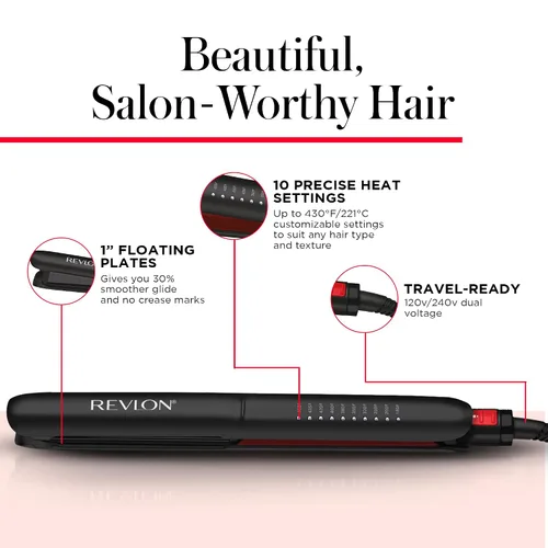 Miniatura 5 de REVLON Smoothstay Alisador de Cabello de 1 Pulgada - La plancha plana con infusión de aceite de coco ayuda a mejorar el brillo y la suavidad, reduce