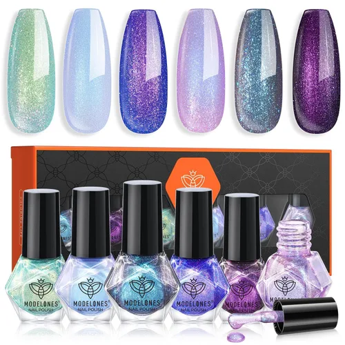 Miniatura 20 de modelones Esmalte de uñas, capa base 3 en uno, 0.5 onzas líquidas, fortalecedor de uñas transparente, secado rápido, larga duración, brillo