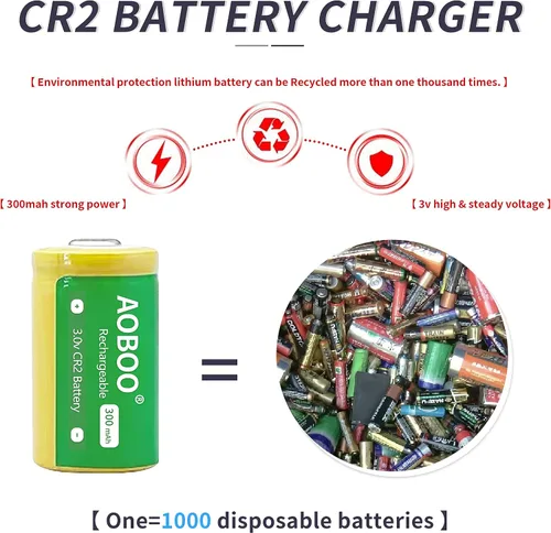 Miniatura 5 de 4 pilas CR2 15270 de 3 voltios 300 mAh + cargador de batería recargable rápido de 3 V CR2 baterías CR2-4