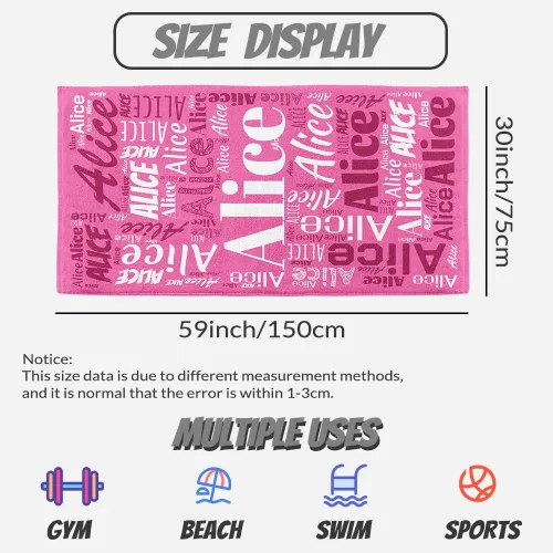 Miniatura 3 de CUDIYST Toalla de playa con nombre personalizado de 30 x 59 pulgadas, 35.4 x 70.9 pulgadas, toalla de playa con nombre personalizado, de secado