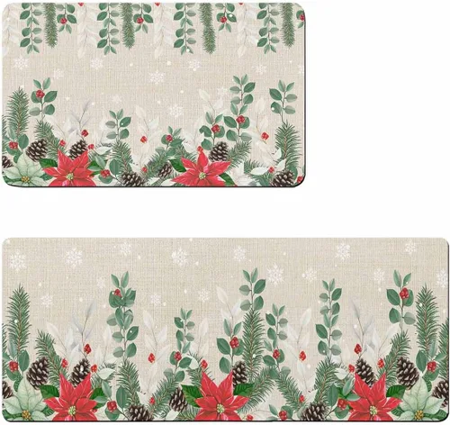 Tapete de baño de eucalipto navideño para bañera, antideslizante, de secado rápido y absorbente, de tierra de diatomeas, para fregadero de cocina,