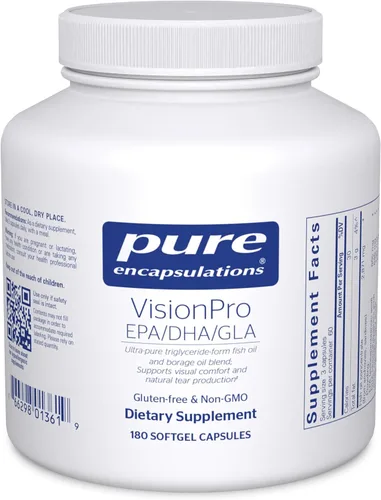 Pure Encapsulations VisionPro EPA/DHA/GLA | Apoya la producción natural de lágrimas y la retención de la humedad ocular* | 180 cápsulas de gel blando