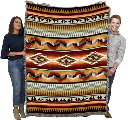 Miniatura 10 de Pure Country Weavers Antelope Ridge Earth - Manta inspirada en los nativos americanos del suroeste, manta de tapiz de regalo tejida de algodón