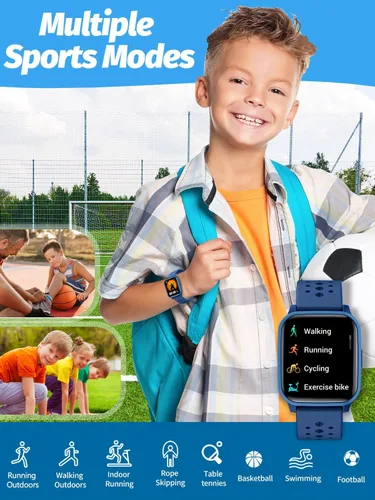 Miniatura 3 de Reloj Inteligente Butele para Niños, Reloj Inteligente para Niños de 4 a 16 Años con Modo de Sueño, 19 Modos Deportivos, Podómetro, Regalo de Azul