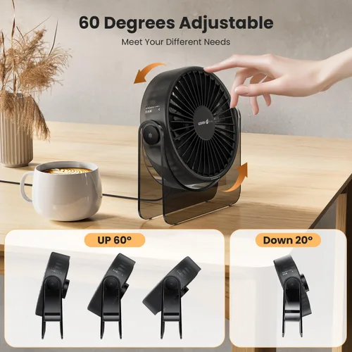 Miniatura 8 de WSKEN Ventilador de escritorio pequeño USB, diseño estético, mini pero potente, portátil, ultra silencioso, ventilador personal de escritorio de 3