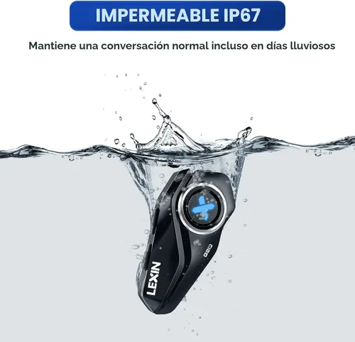 Miniatura 6 de Lexin G1 - Audífonos Bluetooth para motocicleta, altavoces para casco con 2 tipos de micrófonos, manos libres para llamadas/música/GPS, audífonos