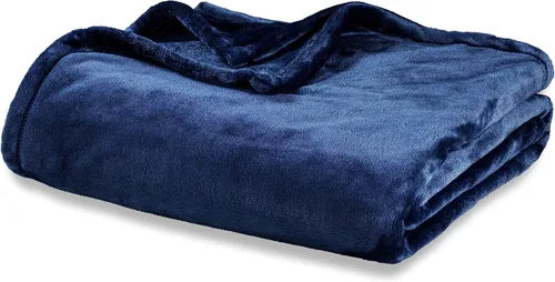 Miniatura 10 de Berkshire Blanket Cobija de cama VelvetLoft® clásica de terciopelo sólido tamaño Queen, cobija de felpa ligera y suave para cama y sofá, color Negro