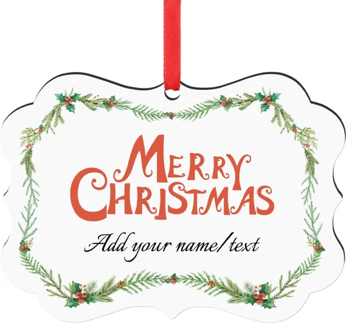 Miniatura 12 de Paquete de 4 adornos de Navidad personalizados 2025 de cerámica personalizada con foto y texto para decoración de árbol de Navidad, primera Navidad