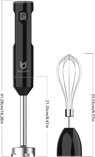 Miniatura 5 de UTALENT - Batidora de mano inalámbrica, mezcladora de inmersión de velocidad variable recargable de mano, con cable de carga USB-C, batidor