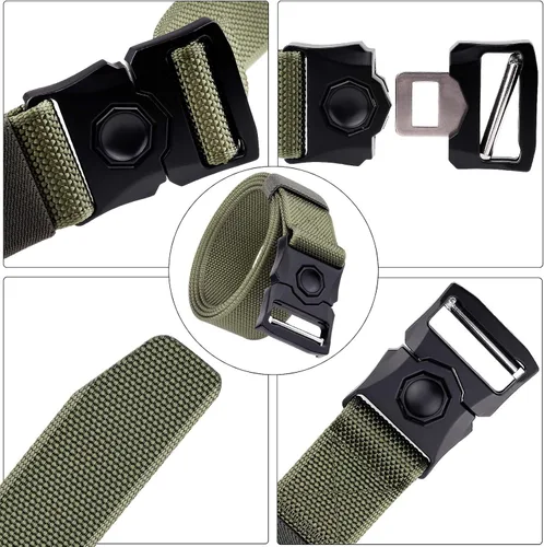Miniatura 3 de Sportmusies Cinturón táctico para hombre, cinturón de nailon con hebilla de liberación rápida resistente