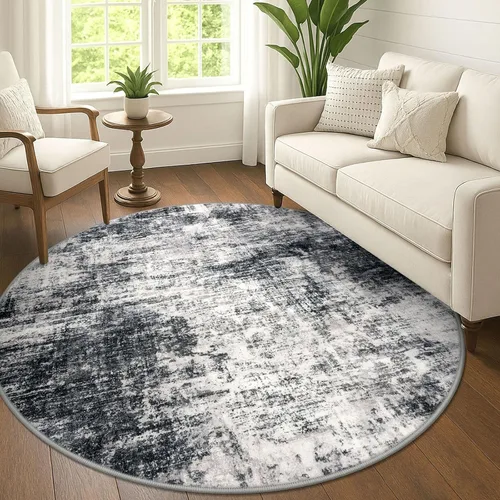Miniatura 140 de IOHOUZE Alfombra pequeña abstracta de 2 x 3 pies, alfombra de entrada lavable para entrada interior, alfombras con respaldo de goma, alfombra gris