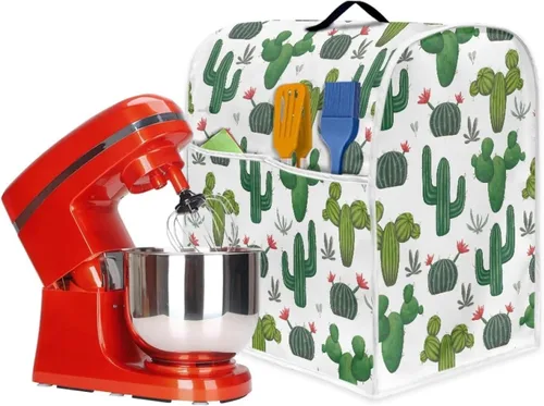 Miniatura 6 de doginthehole Cubierta para mezclador de pie con estampado de cactus, cubierta antipolvo de tela de poliéster con bolsillo, cubierta