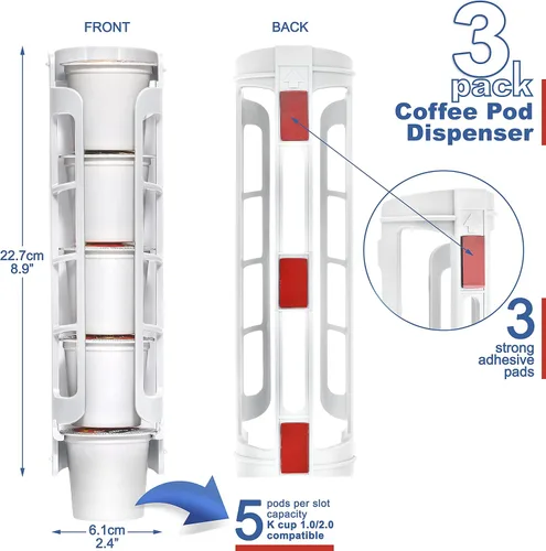Miniatura 8 de STORAGENIE Soporte para tazas K para Keurig K-Cup, almacenamiento de cápsulas de café, montaje lateral, montaje en pared, perfecto para mostradores
