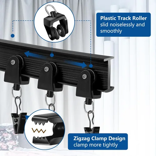 Miniatura 5 de TOKPLNU Riel de cortina de techo, 12 pies, color negro, flexible, flexible, curvado, para montaje en pared, sistema de riel de techo deslizante